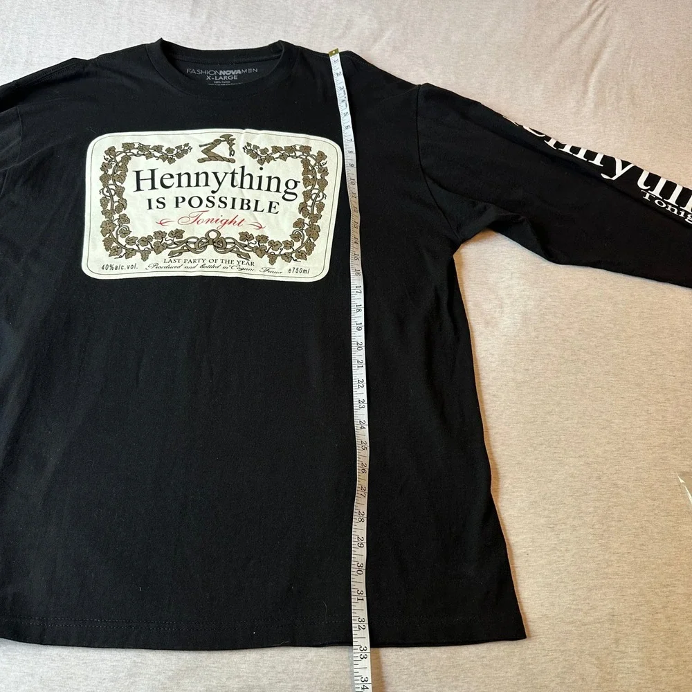 Fashion Nova Men Hennything Is Possible Long Sleeve Graphic Tee Black XL ML1323